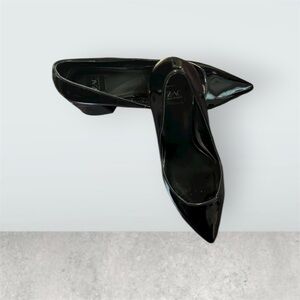 Zac Posen Patent Block Heel Pointed Toe Pumps